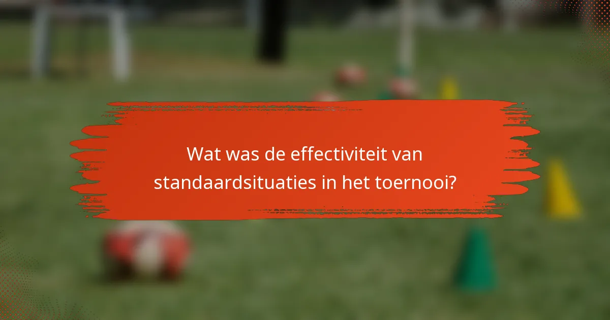 Wat was de effectiviteit van standaardsituaties in het toernooi?