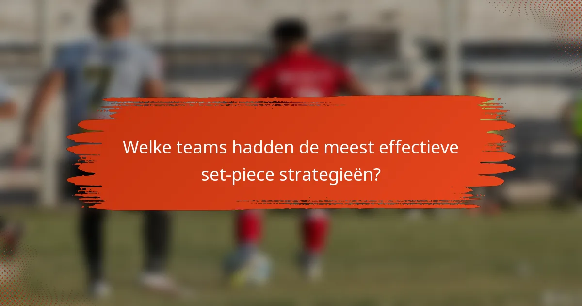 Welke teams hadden de meest effectieve set-piece strategieën?